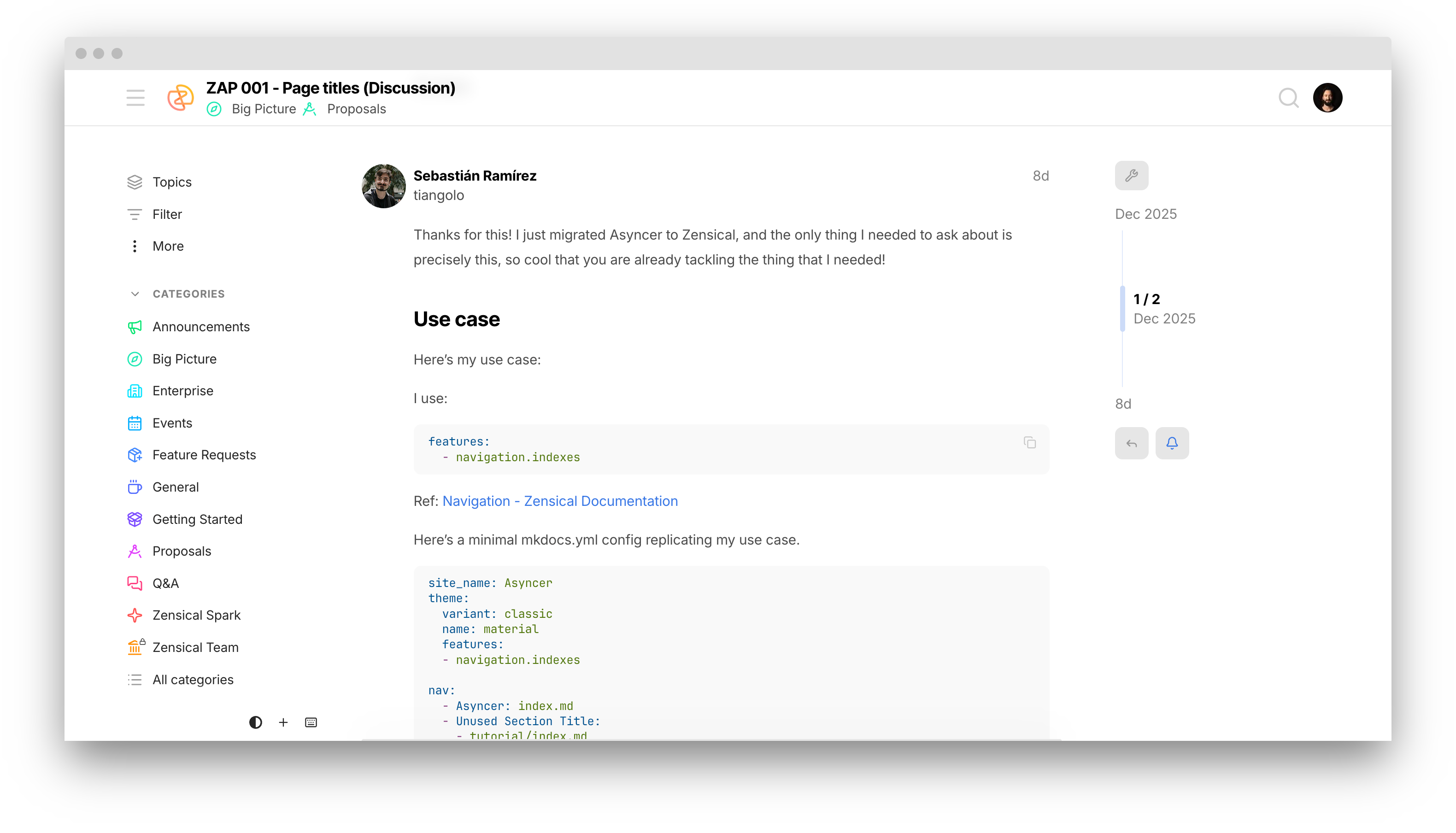 View of Zensical Spark