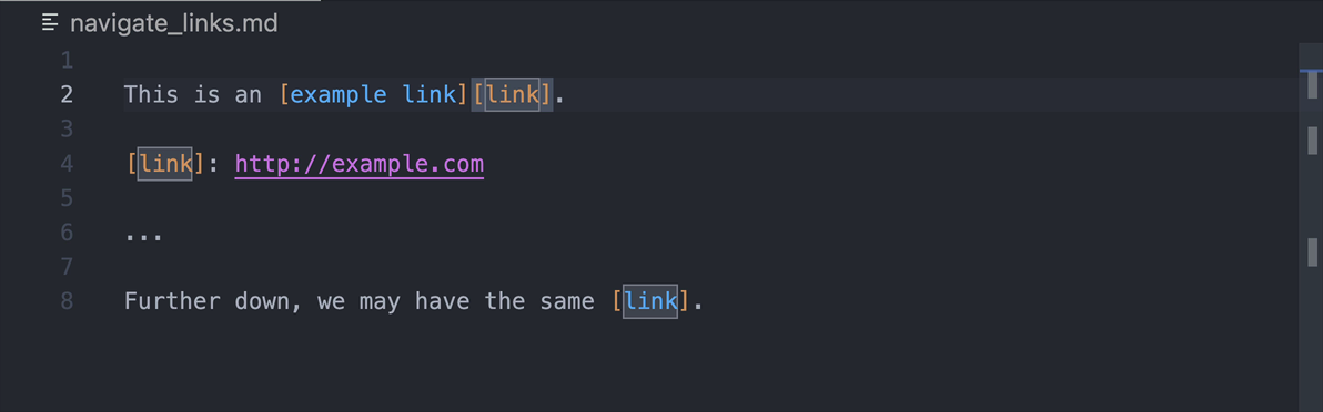 navigating from a link to its definition and another link with the same definition